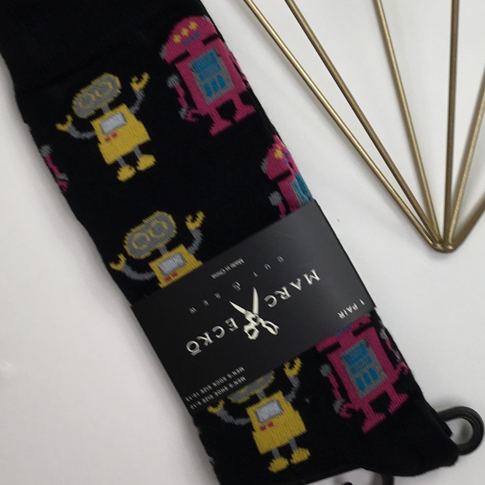 Marc Ecko Black Robot Socks NWT - Picture 3 of 3